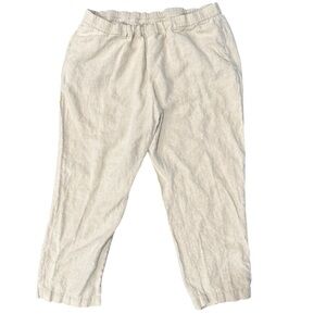 J Jill Love Linen Khaki Beige Pull On Pants Size 3X Beach Classic Natural Lagom